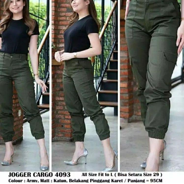 Dijamin Ori>/ CELANA WANITA BAGGY PANTS CARGO JOGER RESLETING AMERICAN DRILL