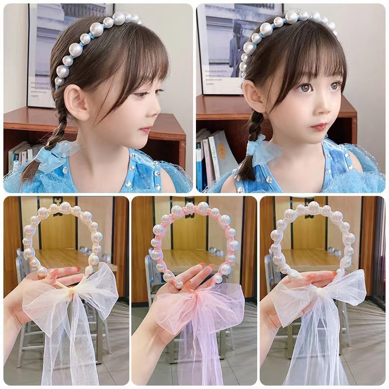 BANDO MUTIARA TULLE PANJANG / BANDO KOREA ANAK MUTIARA