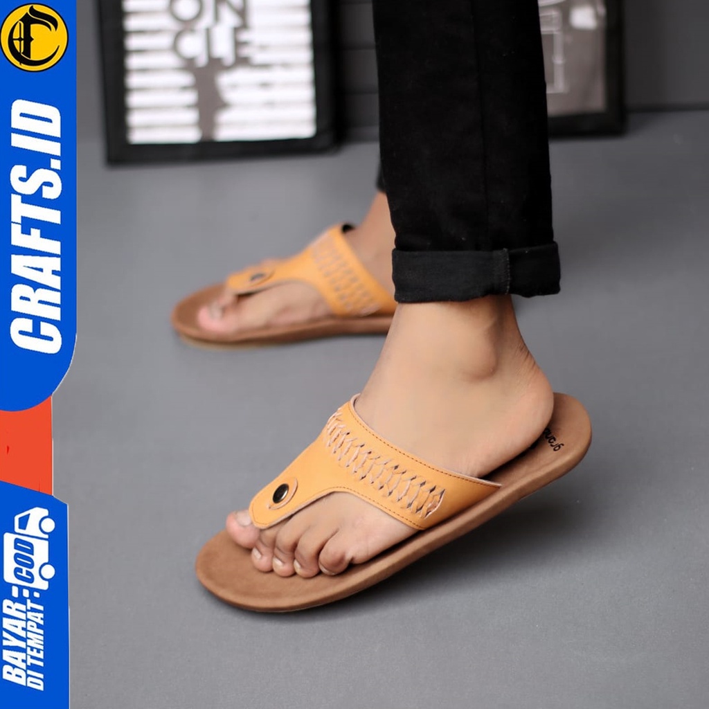 Sandal Kulit Pria Sendal Slop Dewasa Crafts Yfrit