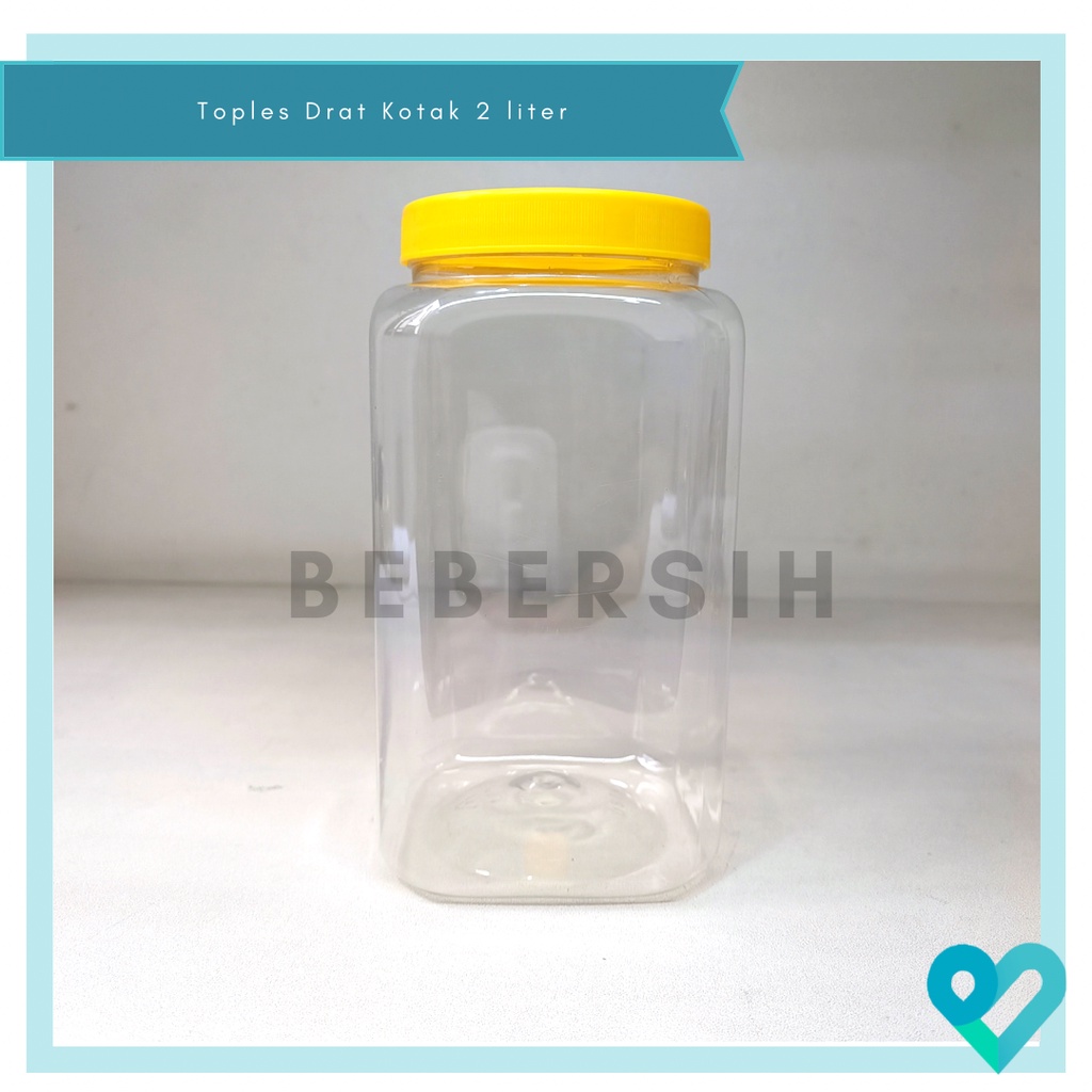 Toples Kotak Drat/Toples Drat Kotak Tutup Kuning 2 Liter