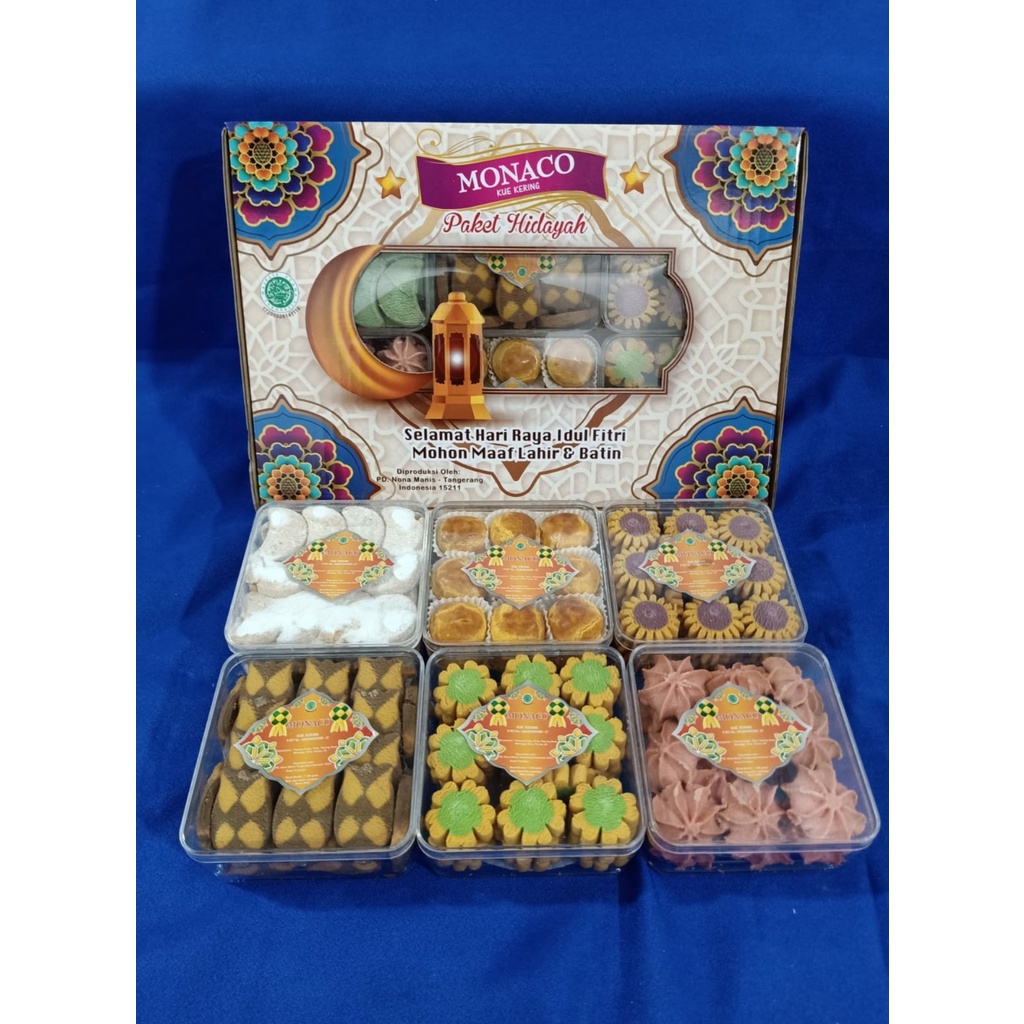 

NONA MANIS MONACO PAKET HIDAYAH PARCEL HAMPERS KUE KERING LEBARAN THR IDUL FITRI RAMADHAN EID MUBARAK