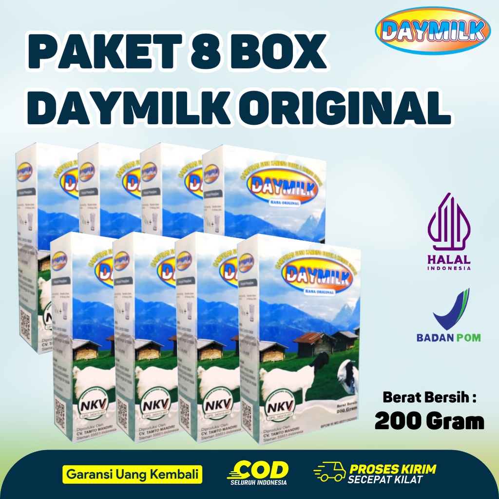 

[ PAKET 8 BOX ] Daymilk Rasa Original - Susu Kambing Etawa Bubuk Premium - Halal BPOM