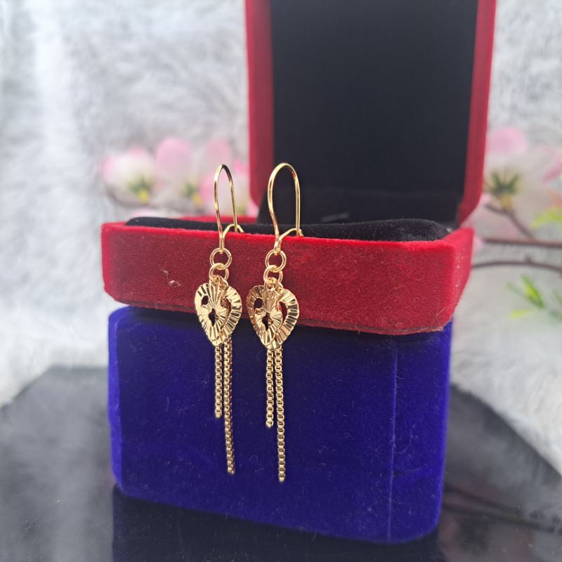 Anting jepit panjang simpel Terbaru yaxiya lapis emas 24k COD