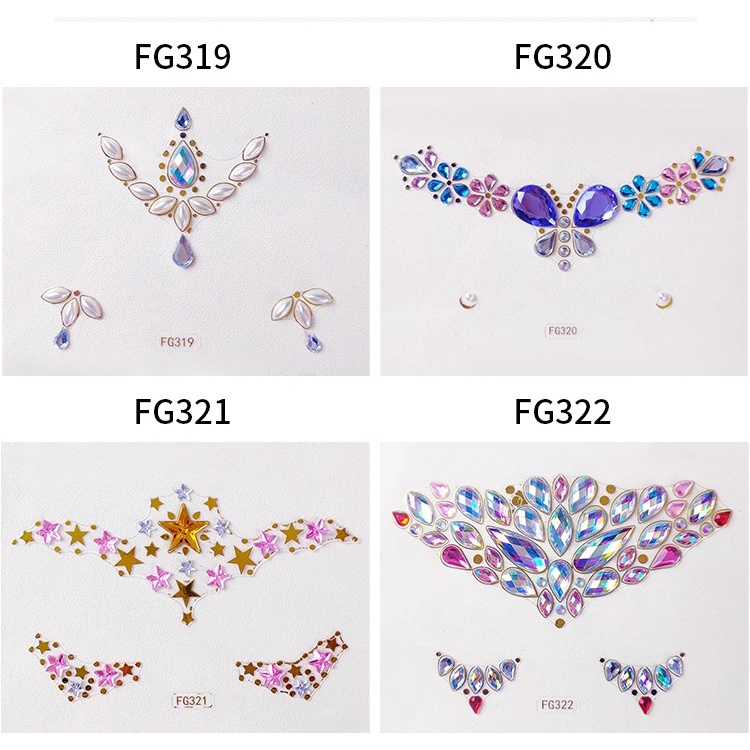 FACE GEMS JEWEL RHINESTONE 3D STICKER FACE STICKER CRYSTAL DIAMOND STICKER WAJAH PARTY FACE ART MAKE UP