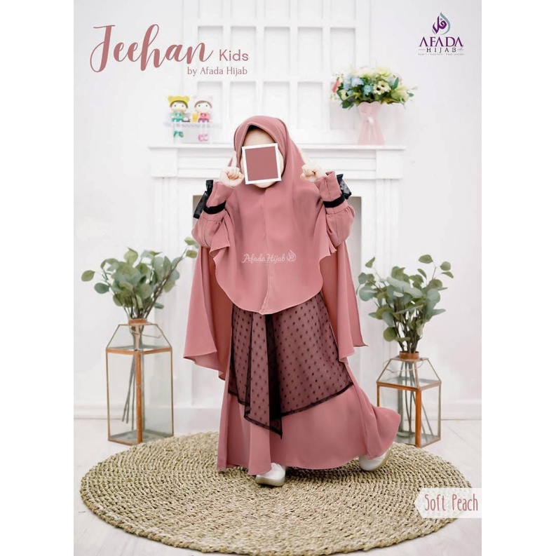 GAMIS SYARI ANAK JEEHAN KIDS SERIES BY AFADA HIJAB (SET KHIMAR HANDSPLIT FREE CADAR TALI)
