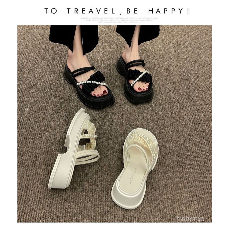 Peri peri bawah tebal angin mutiara manis meningkatkan sandal sandal tinggi sandal wanita eksternal