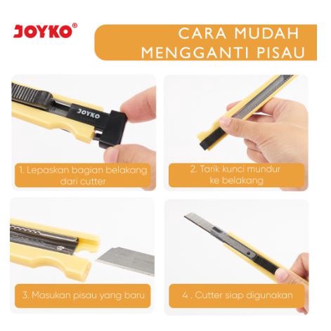 SATUAN Cutter JOYKO A-300 Ukuran Kecil Knife Warna RANDOM Pisau Pemotong Kertas Cut Iris Irisan Potong Stationery Runcing Peralatan Perlengkapan Rumah Sekolah Kantor Alat Tools Ukir Pengukir Tajam Serbaguna Barang ATK Perkantoran Grosir Prakarya Malang