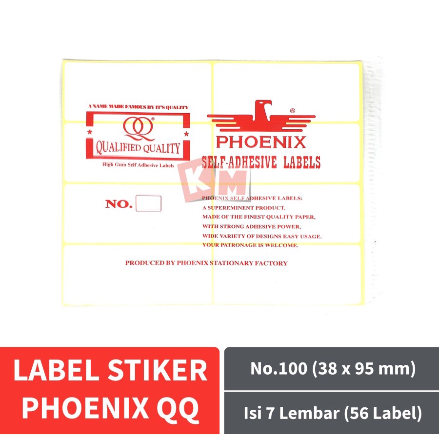 Label Stiker Phoenix QQ No.100 Kertas Harga Nama Undangan 38 x 95 mm