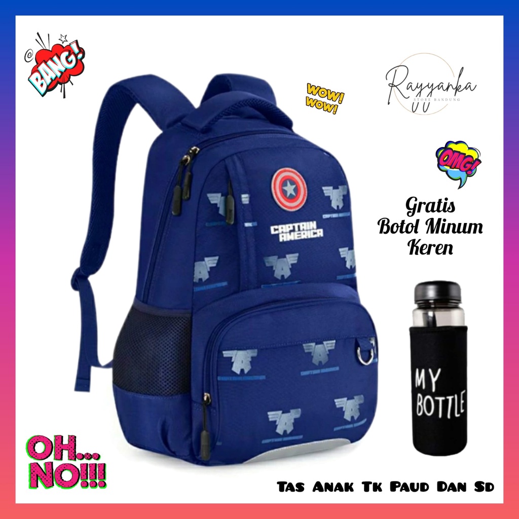 Tas Ransel Anak Laki Laki Superheroo Untuk Sekolah Tk Paud Sd Gratis Botol Minum Keren