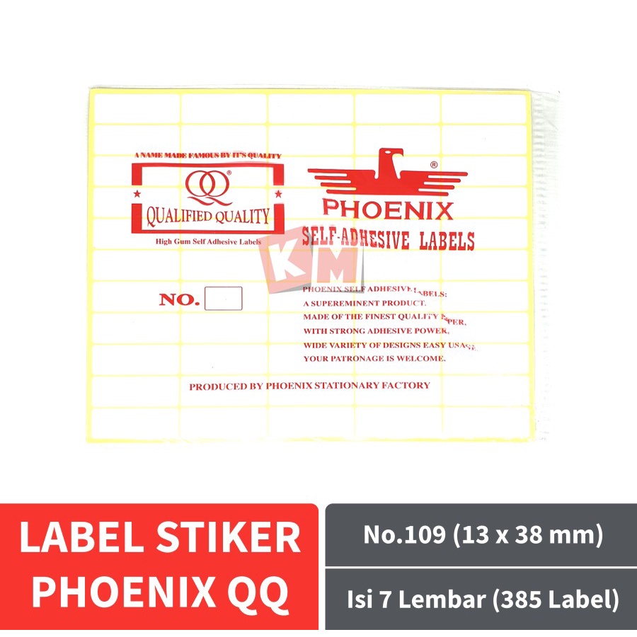 Label Stiker Phoenix QQ No.109 Kertas Harga Nama Undangan 13 x 38 mm