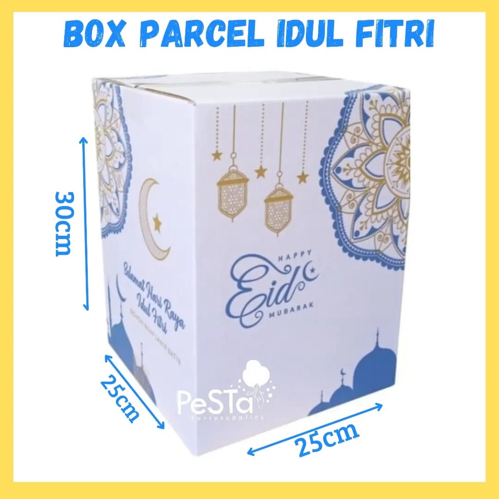 

Box Parcel Idul Fitri/Lebaran Hijau - Biru Ukuran 25x25x32cm
