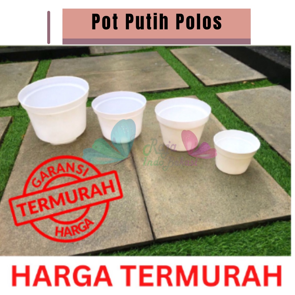 Pot Plastik Warna Putih Polos Tanpa Kuping Srondol Ruplas ukuran 10 12 15 17 20