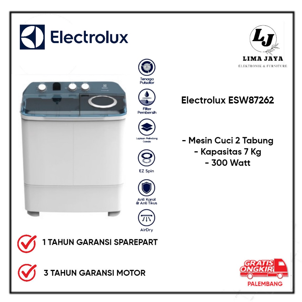 Mesin Cuci 2 Tabung Electrolux ESW 87262 Mesin Cuci Dua Tabung 7 Kg