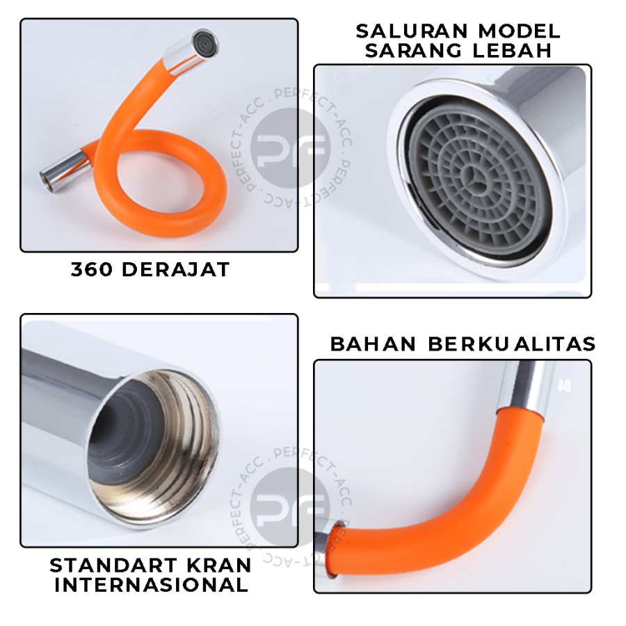 SAMBUNGAN KRAN AIR SELANG WASTAFEL EXTENSION FLEXIBLE 360 DERAJAT / SELANG AIR 30CM