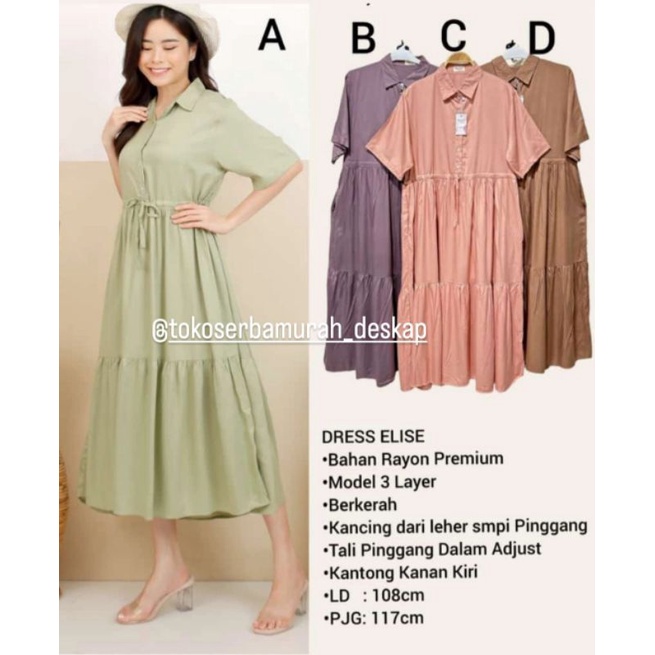 DRESS SANTAI, DRESS JALAN JALAN, DRESS SEHARI HARI, DRESS KE GEREJA (BAHAN PREMIUM)