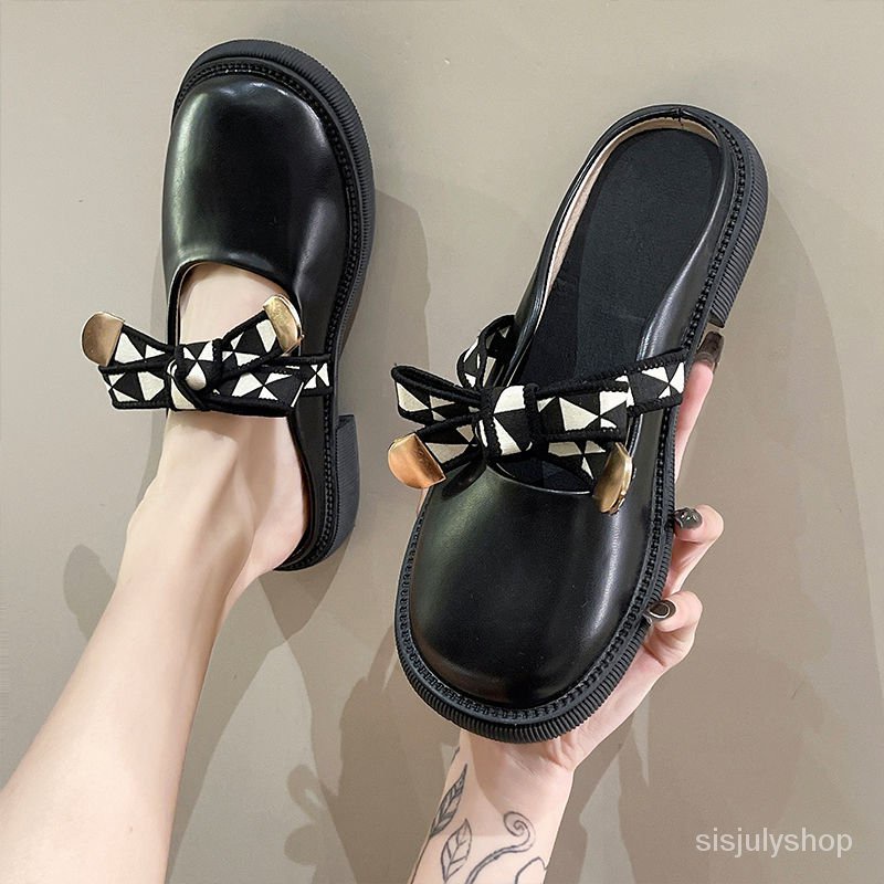 [✅BISA COD] #Sisjuly# Sepatu wanita / tas kepala setengah sandal wanita / mode baru sepatu tunggal d