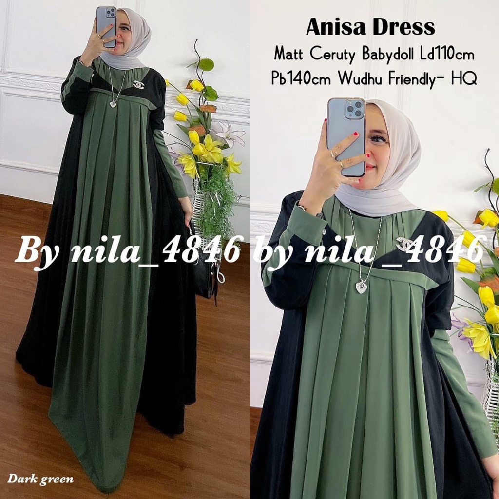 Baju Gamis Wanita Ceruty babydoll Polos 2 Warna Anisa Dress