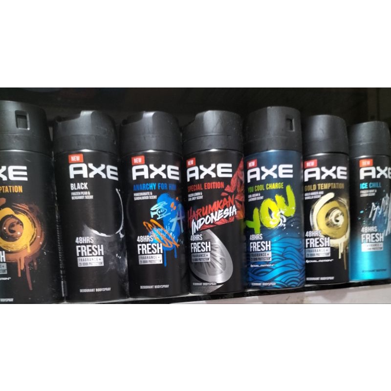 Promo axe deodorant body spray 150ml,apollo,gold temptation,anarchy for him, you, black