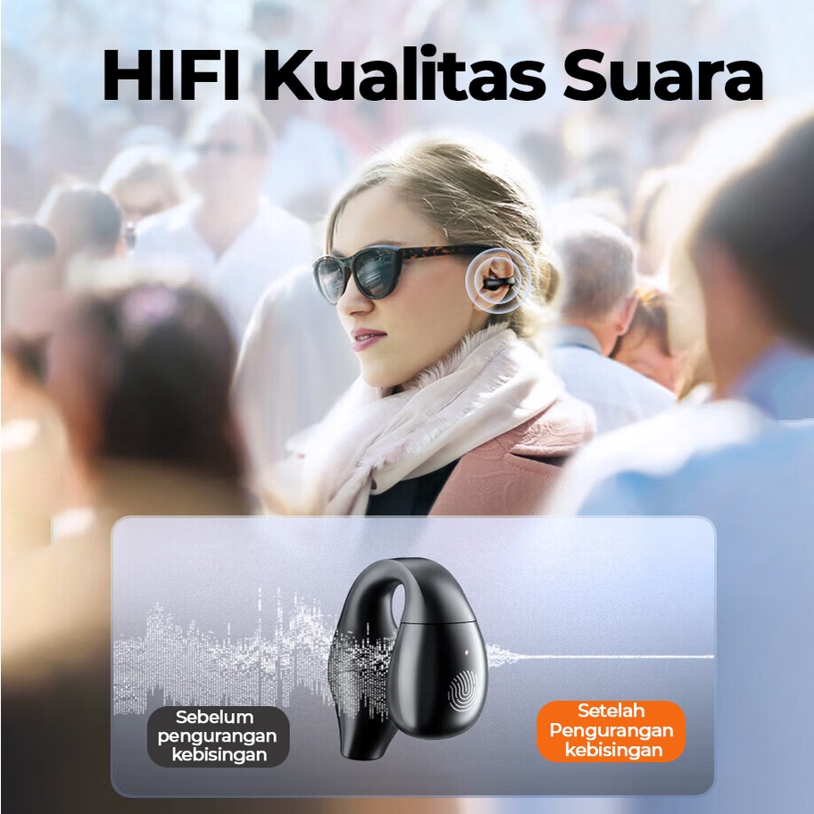 【Ready Stok】S03 Wireless Headset Bone Conduction Olahraga Clip Ear TWS Earphone Bluetooth 5.2 Pengurangan Kebisingan Tahan Air Dengan Mikrofon