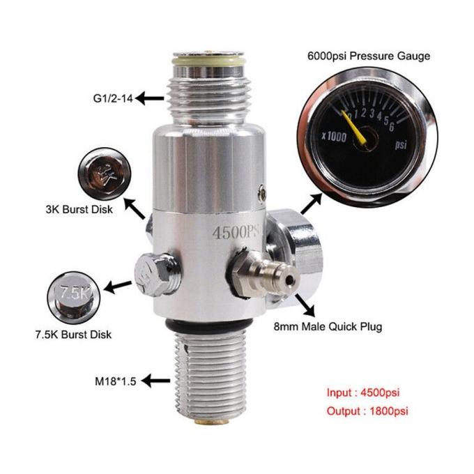 Galaxy 2022 Hpa Valve Tank Adapter 4500Psi Pressure Air Regulator For