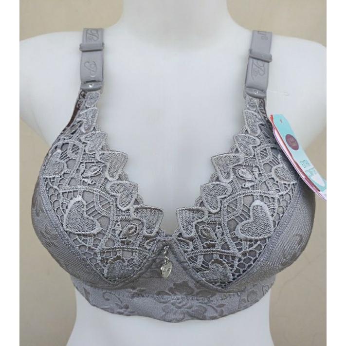 Piaoli 7338 | BH Brukat Bunga . Bra Tanpa Kawat . BH Busa . BH Wanita . BH Rumbai