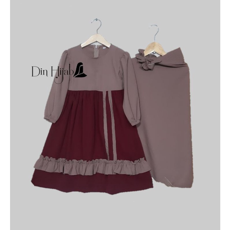 Din Hijab gamis anak Banat Tanisha marun_coksu