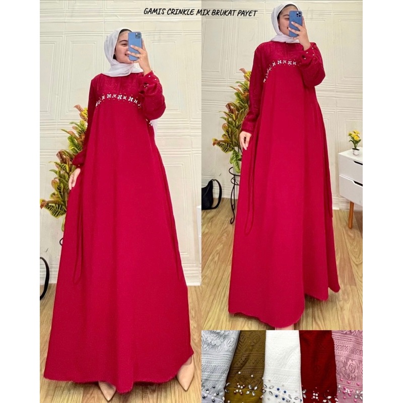 GAMIS CRINKLE LEBARAN PAYET MURAH POLOS MEWAH ACARA GROSIR JAKARTA PGMTA MODELLANO TESA (K3H9) Grati