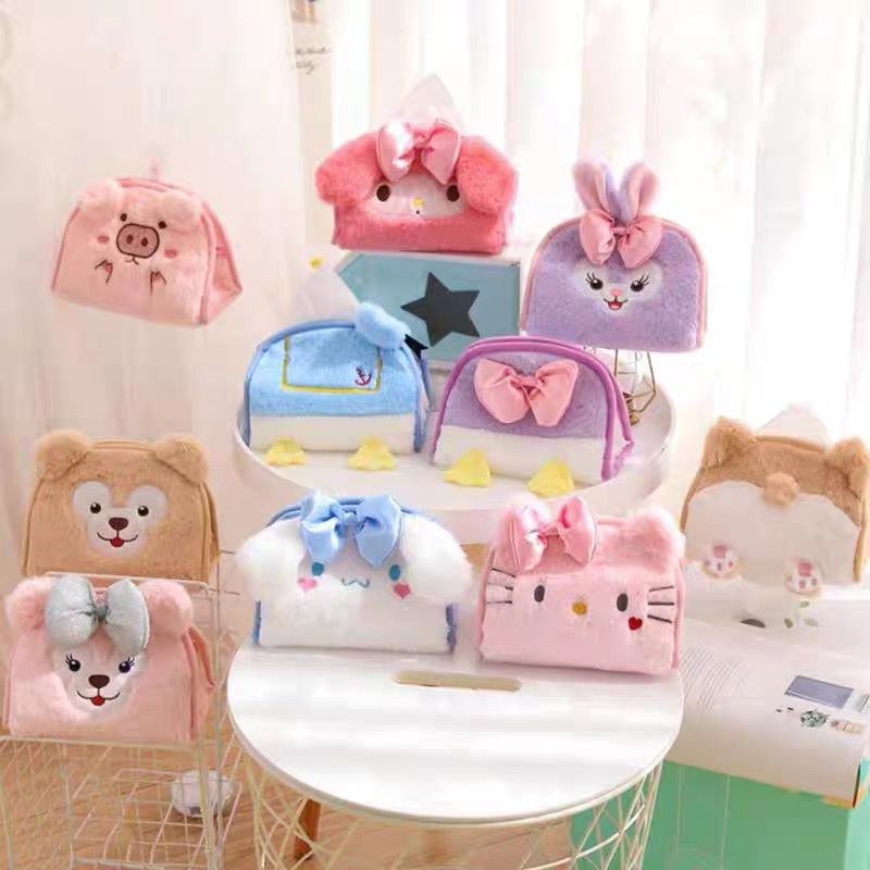 TEMPAT TISU TISSUE COVER CINNAMOROLL MELODY CORGI DOG DONALD DUCK DAISY DUCK PIG HELLO KITTY DUFFY SHELLIE MAY STELLA LOU LUCU IMPOR