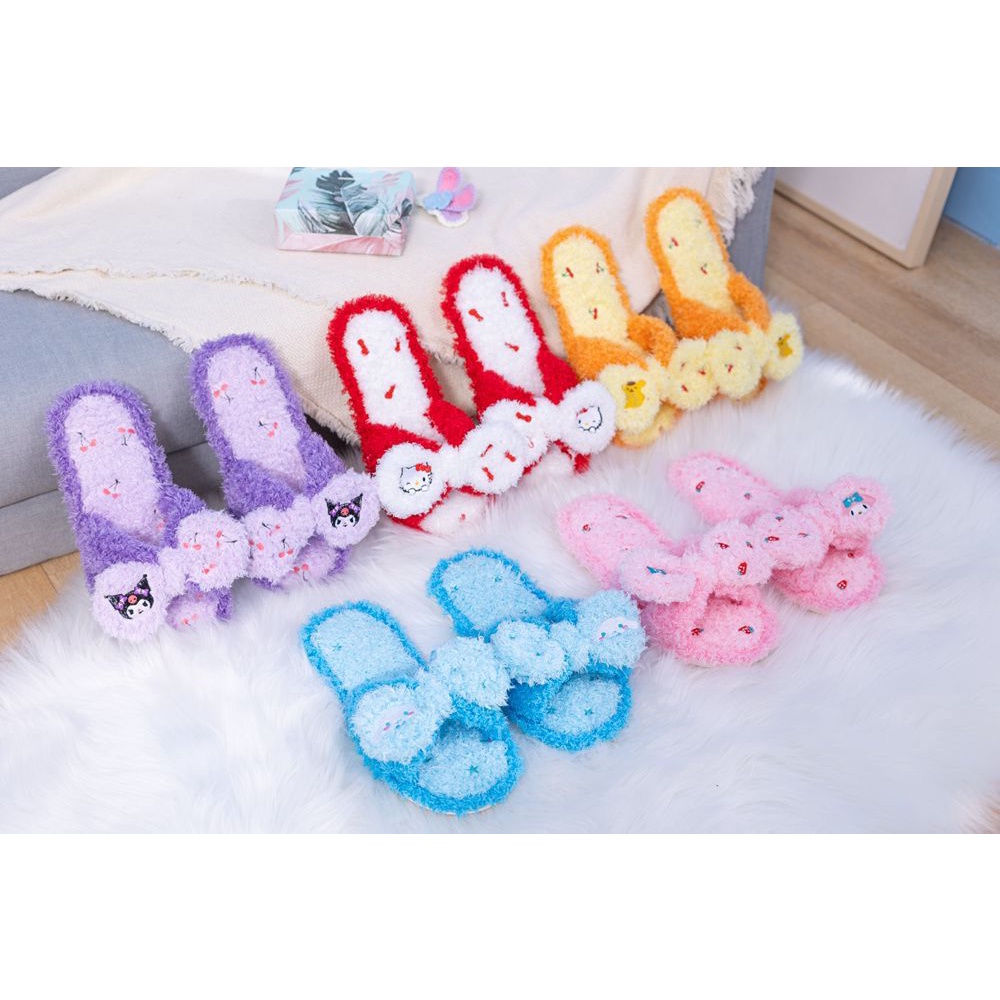 SANDAL KAMAR KUROMI CINNAMOROLL MELODY HELLO KITTY POMPOMPURIN SEPATU RUMAH FLUFFY PITA IMPOR LUCU