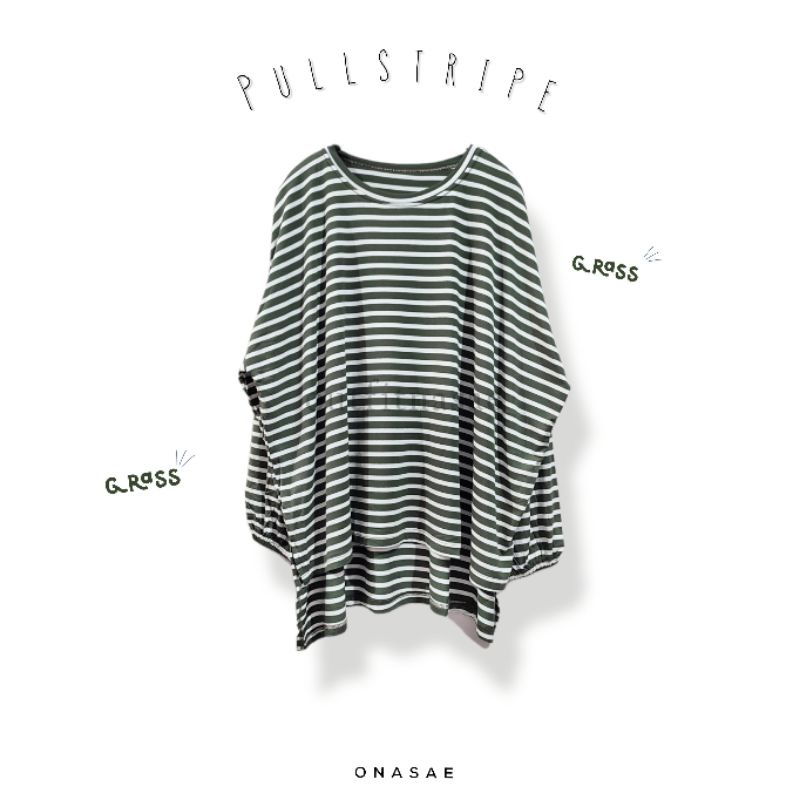 ONASAE Pullstripe Blouse Oversized Stripe Horizontal Blouse Garis Garis