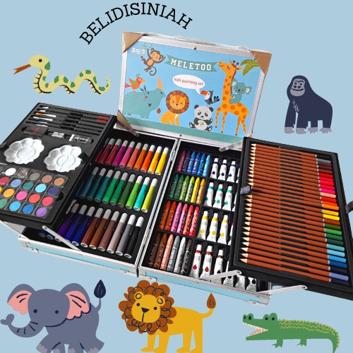 

Terlaris Crayon Art Set 145Pcs / Koper Set Crayon Mewarnai / Animal Zoo