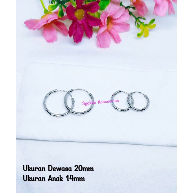 ANTING GIPSI TITANIUM SILVERANRING BULAT UKIR ANTING DEWASA ANTING PEREMPUAN ANTING ANAK