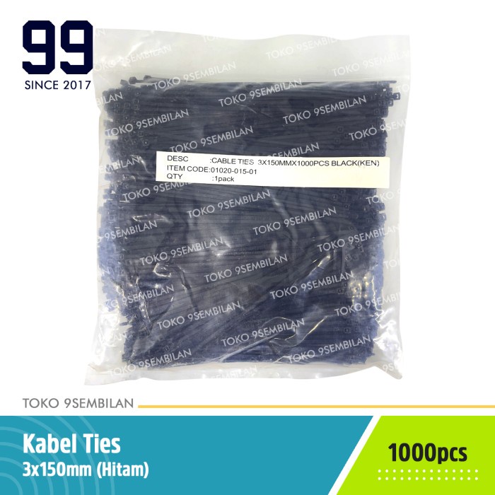 

Terlaris Cord Nylon Kabel Tis 3X150 Hitam Isi 1000 Pcs Cable Ties