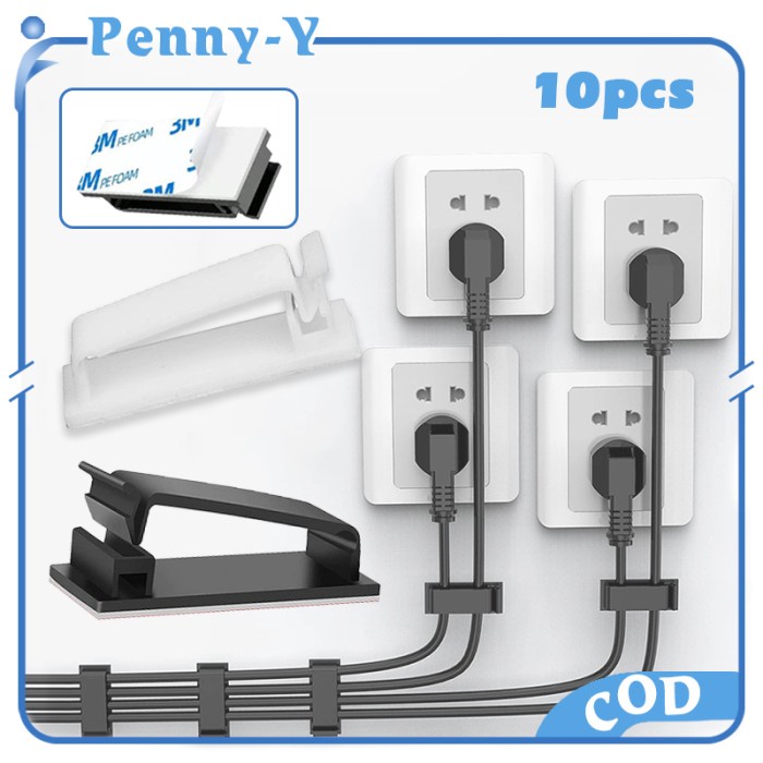 

Terlaris Cord 10 Pcs Klip Kabel Tempel / Penjepit Kabel Dinding / Klip Kabel Dinding