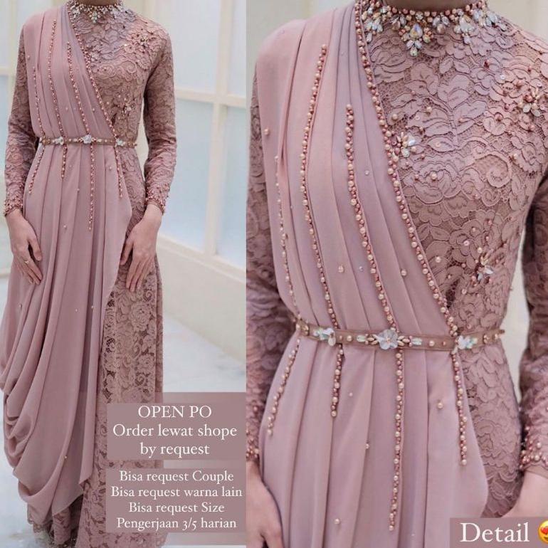 TERLARIS GAUN PESTA GAUN WISUDA GAUN BROKAT CERUTY SAMPING READY