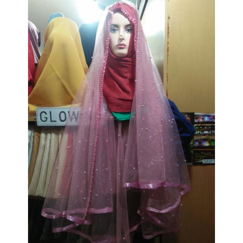 TERLARIS Veil tile Pengantin full mutiara/ slayer pengantin mutiara/kerudung pengantin panjang/ keru