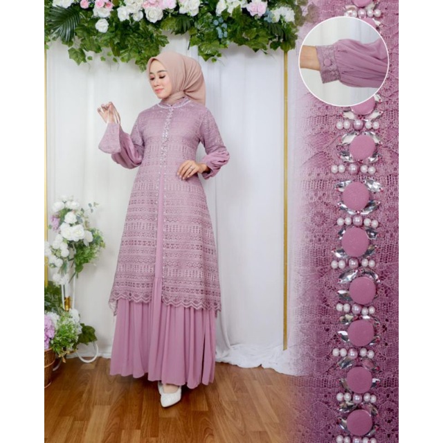 Gamis Brokat Shelvia Malika Kombinasi Payet Mutiara Terbaru / Gamis Pesta / Gamis Kondangan / Gamis Tile / Gamis Brokat Malika Non Gliter / Gamis Lamaran / Gamis wisuda / Gamis Seragaman / Gamis Payet Mutiara / Gamis Malika