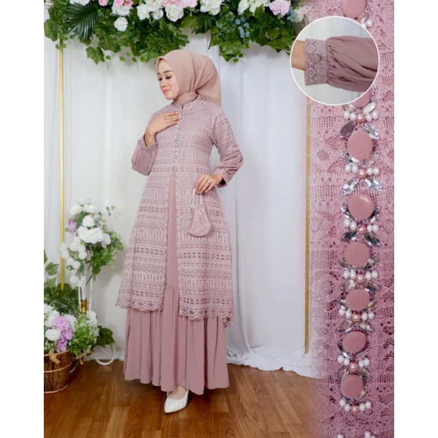 Gamis Brokat Shelvia Malika Kombinasi Payet Mutiara Terbaru / Gamis Pesta / Gamis Kondangan / Gamis Tile / Gamis Brokat Malika Non Gliter / Gamis Lamaran / Gamis wisuda / Gamis Seragaman / Gamis Payet Mutiara / Gamis Malika