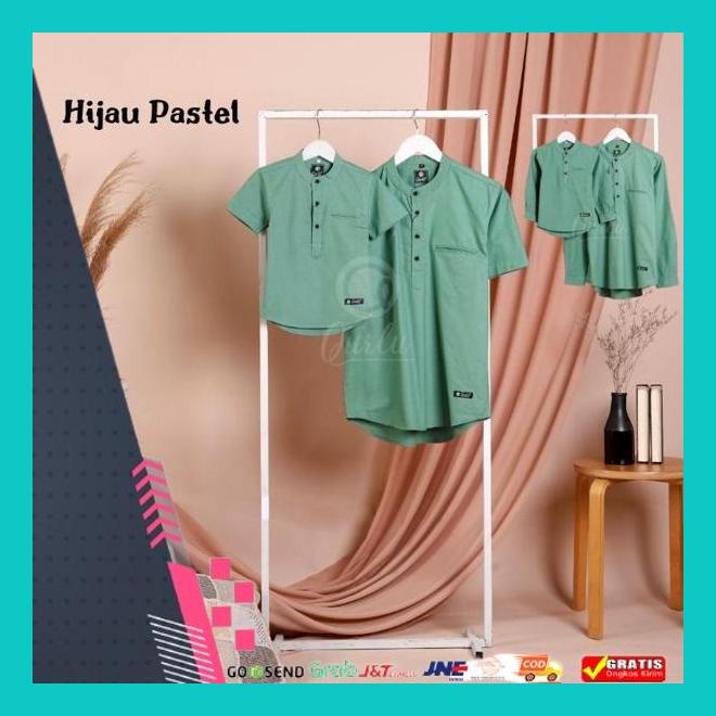 Big Sale  Kemeja Koko Anak/Dewasa Warna Hijau Pastel (Bisa Couple Ayah Anak) Murah Banget 