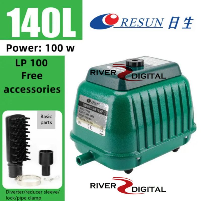 RESUN LP100 LP-100 Pompa Udara Aerator Air Pump Aquarium Kolam Ikan Koi