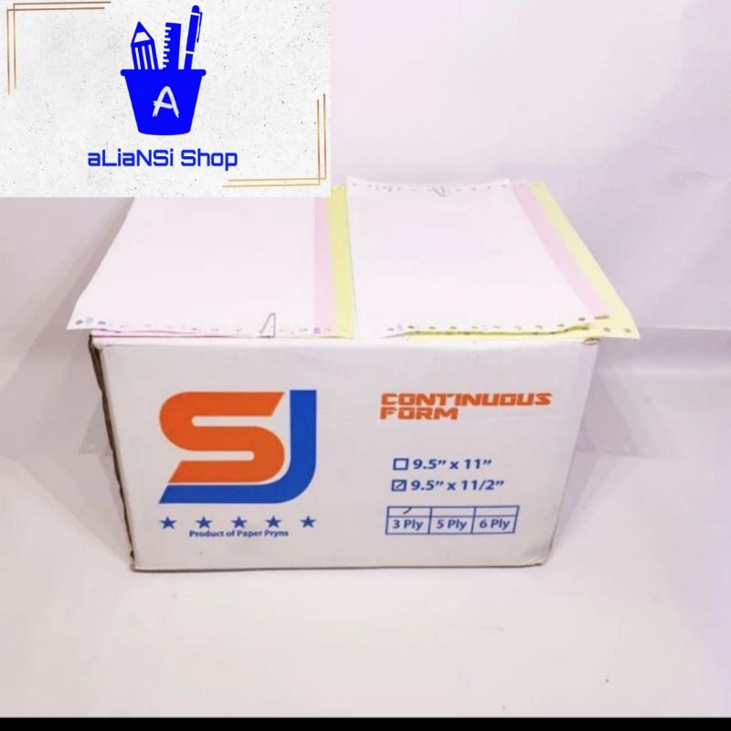 

Continuous Form 9,5" x 11"/2 (3 PLY) bagi 2 - merk SJ STANDAR