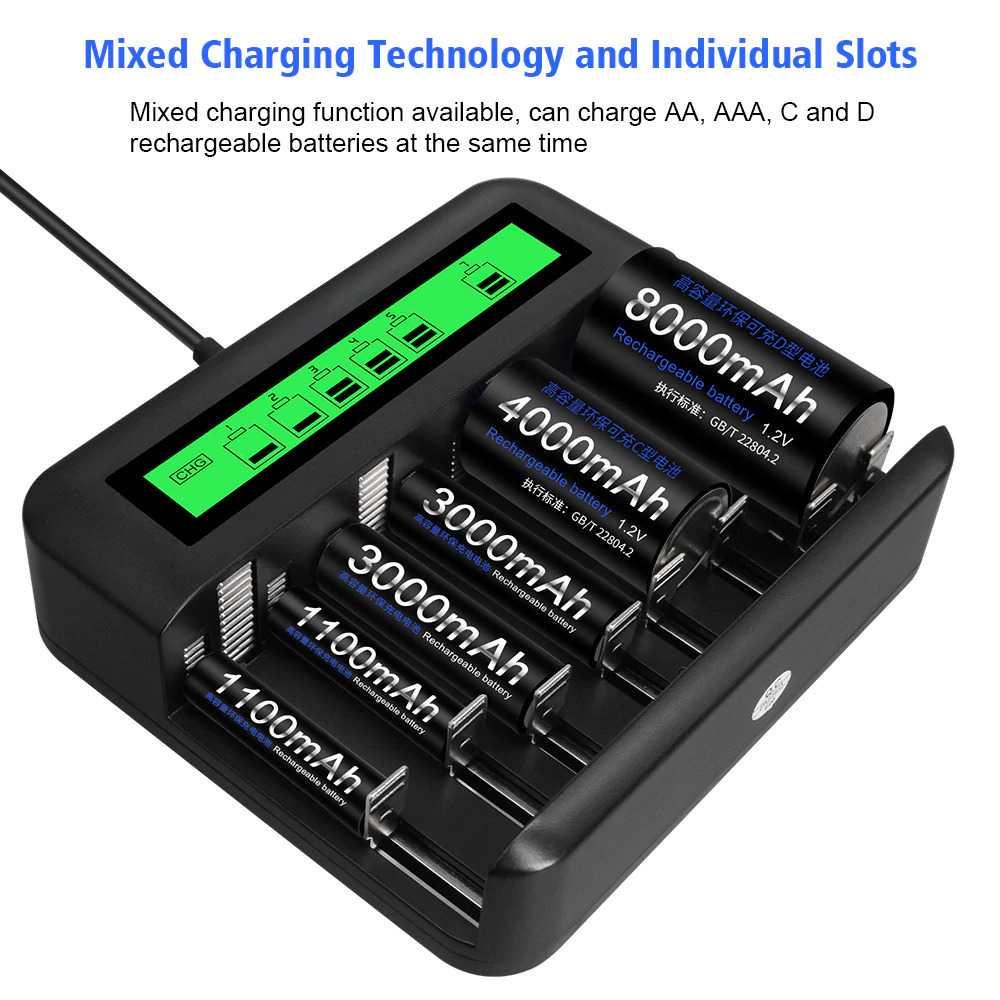 PALO Charger Baterai 8 Slot Large LCD for AA AAA SC C D C559