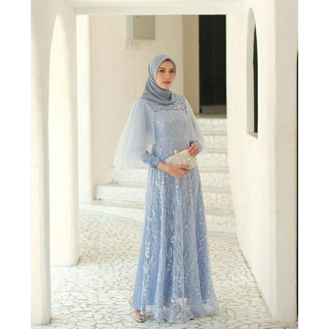 Terbaru ✨ Dress Syar'I Termurah Luna Dress Brokat Kombinasi Fashio N Muslim Wanita Gamis Nadine Ada 