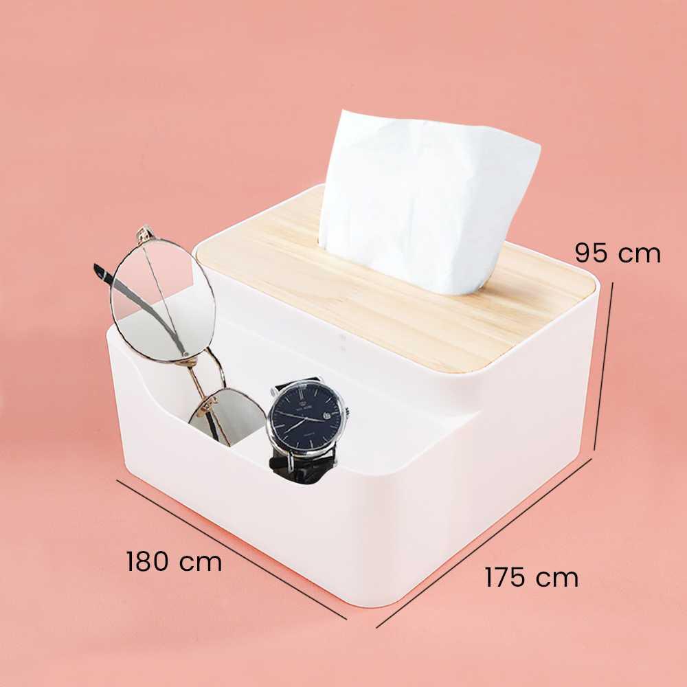 RSCHEF Kotak Tisu Kayu Multifungsi Model 2 Slot J002