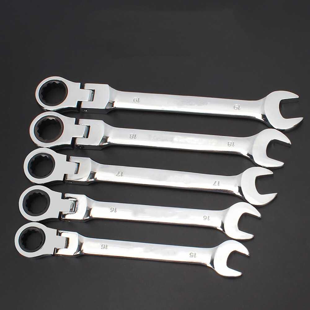 OLOEY Kunci Pas Dual Head Combination Ratchet Wrench Flexible Head L6-24