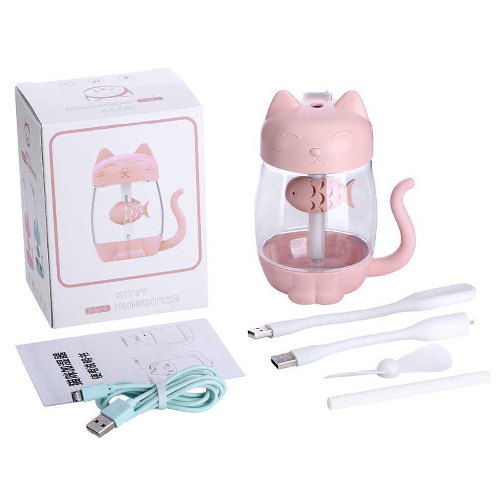 Umiwe 3 in 1 Air Humidifier Cat Kitty 350ml Fan + LED Lamp - La211