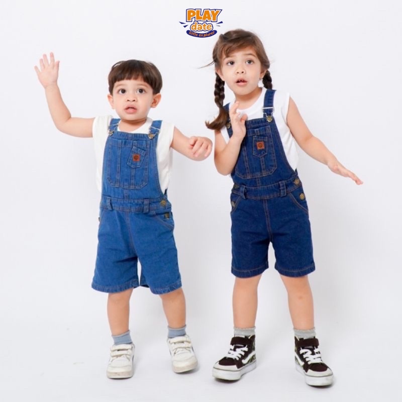 Playdate Overall Jeans Anak Cowo Cewe 1 sampai 4 Tahun Celana Kodok Balita