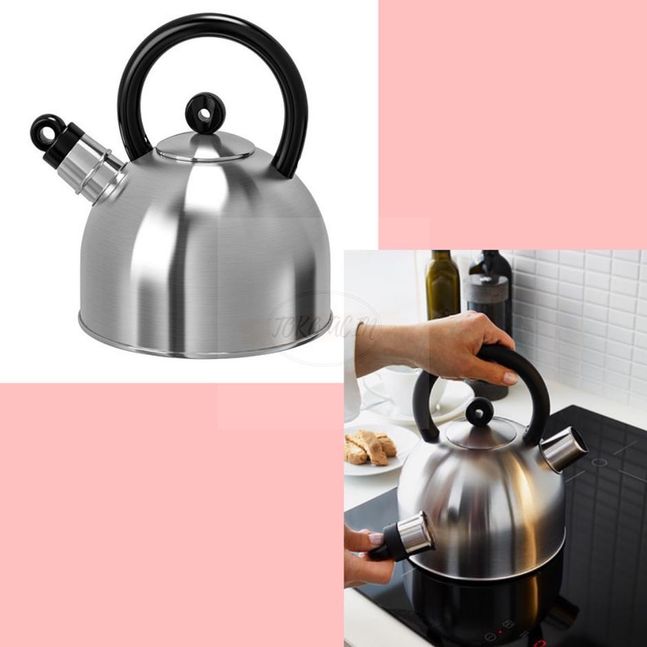 Vattentat Cerek Baja Tahan Karat/Hitam Uk 2 L, Teko Baja Tahan Karat, Teko Masak Air, Whistling Kett