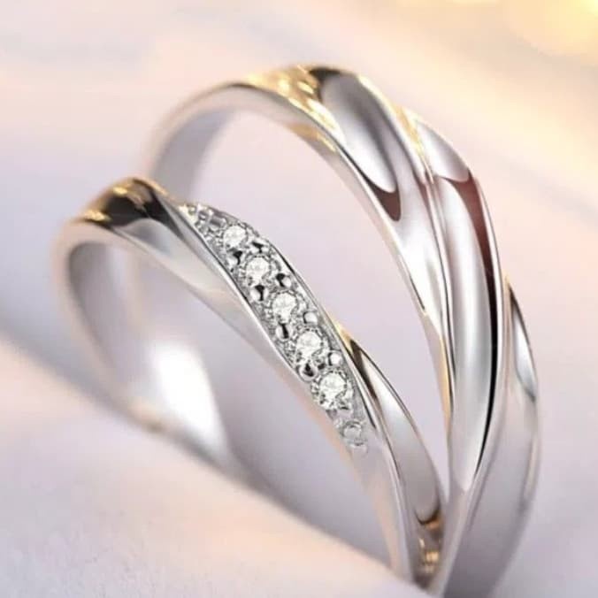 Cincin Single Perak 925 Pria - Wanita Pasangan Tunangan Nikah S925