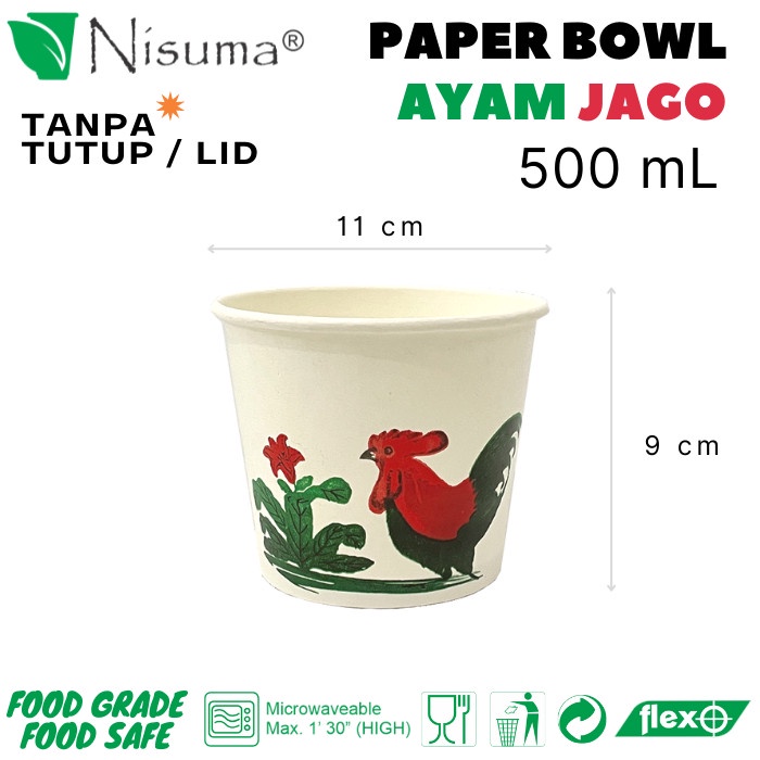 Piringku Paper Bowl Ayam Jago 500 Ml - 50 Pcs